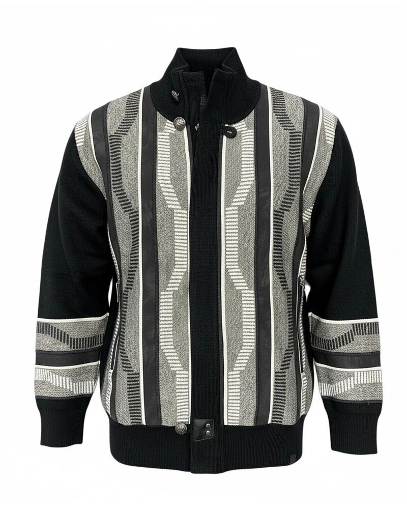 Silversilk Silversilk Geometric Zip Sweater
