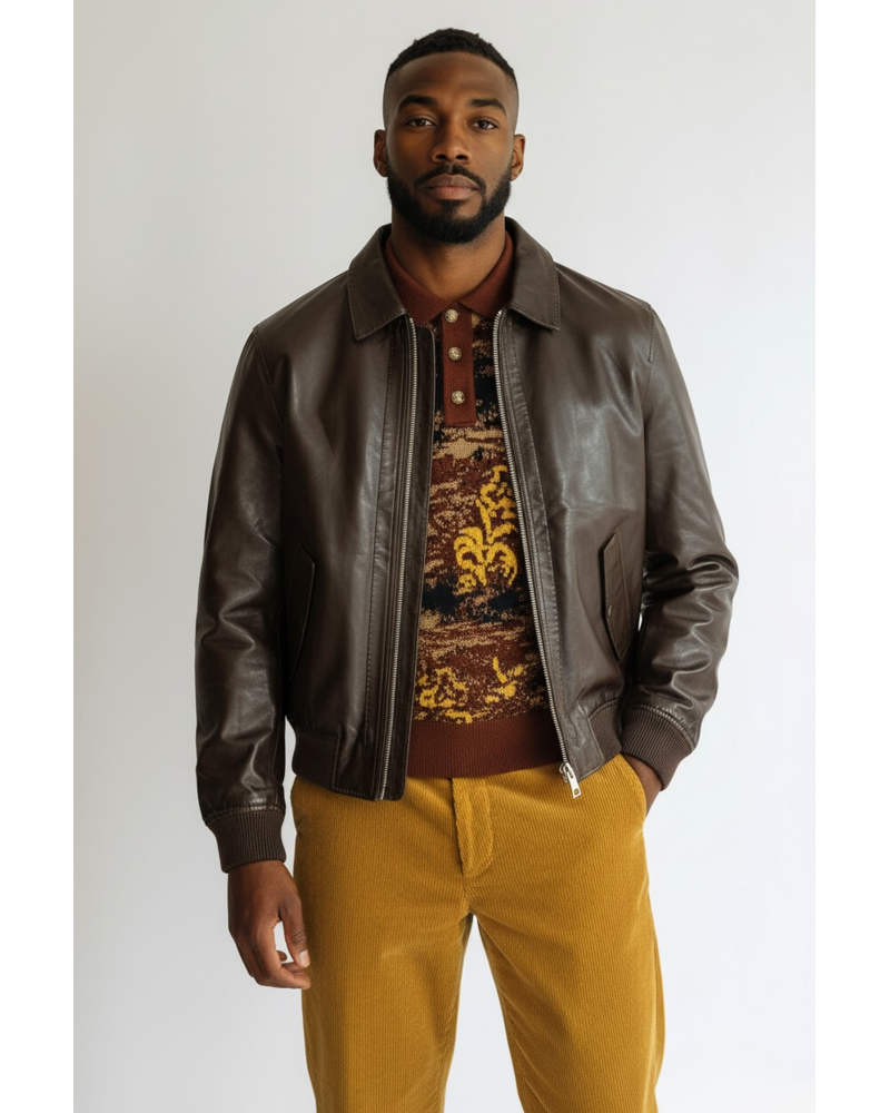 Johnny Q Faux Leather Pic Stitch Jacket