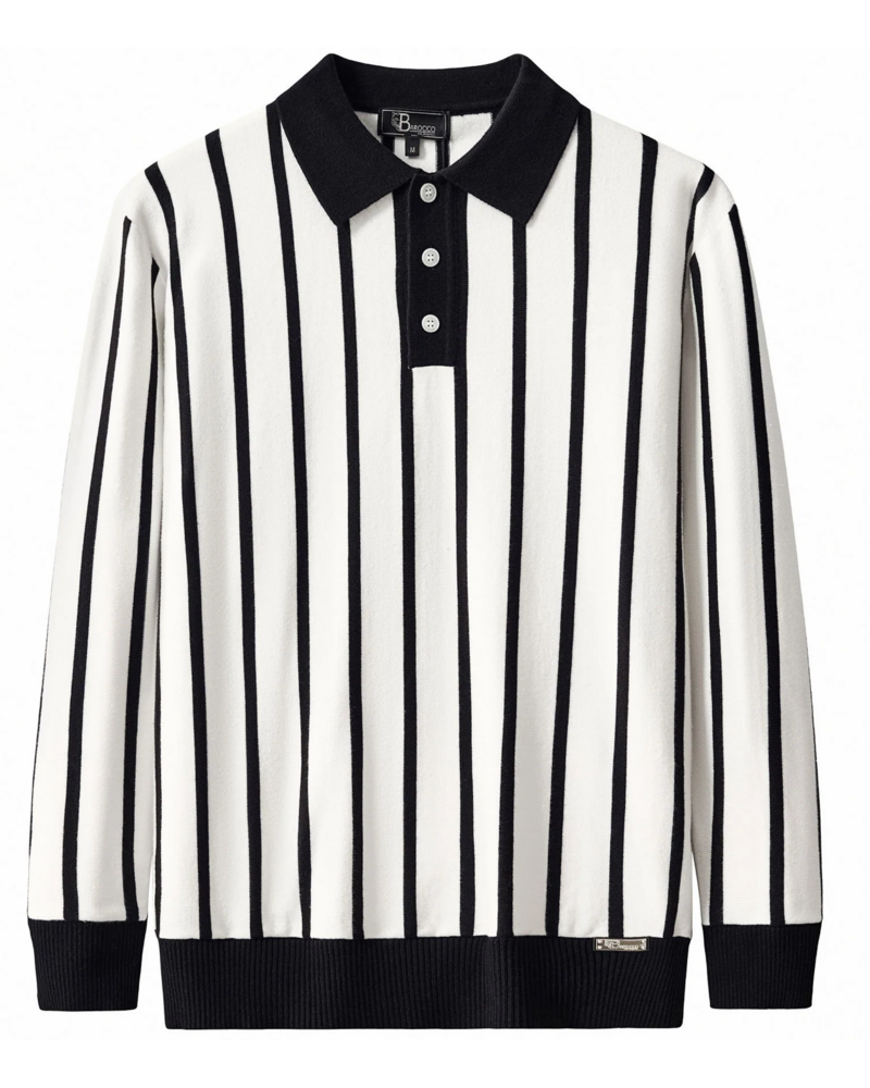 Barocco Imperial Stripe Knit Polo Sweater