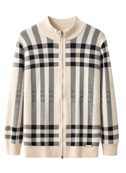 Barocco Paramount Plaid Zip Sweater