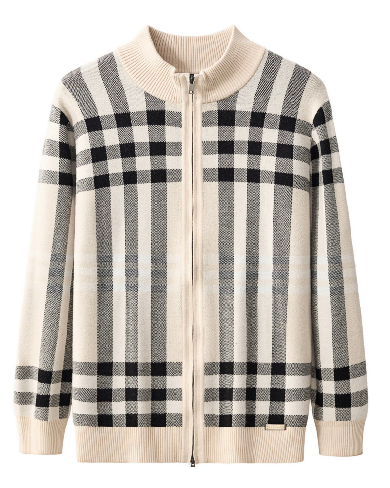 Barocco Paramount Plaid Zip Sweater