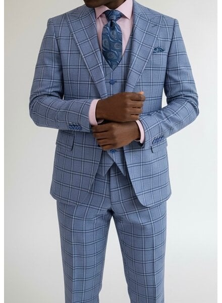 Tiglio Tiglio 1B Peak Lapel Window Paine Vested Suit