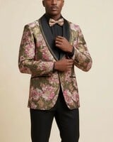 Kent & Park Kent & Park Shawl Lapel Floral Blazer W/Bow Tie