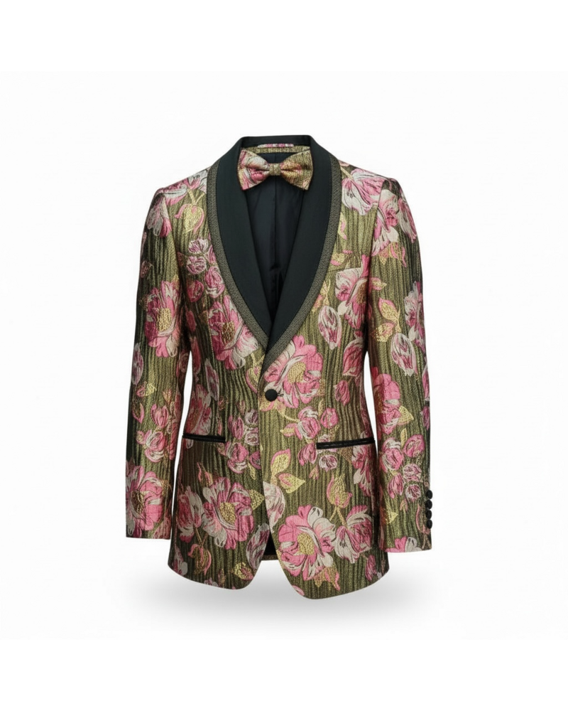 Kent & Park Kent & Park Shawl Lapel Floral Blazer W/Bow Tie