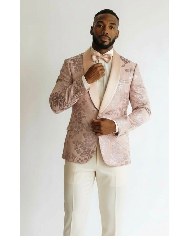 Vinci Floral Shawl Lapel Slim Fit Blazer