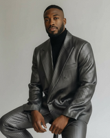 Barabas Barbabas D/B Faux Leather Stripe Suit