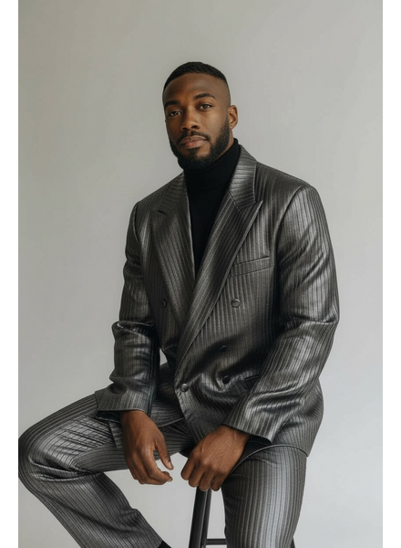 Barabas Barbabas D/B Faux Leather Stripe Suit