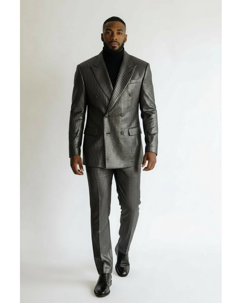 Barabas Barbabas D/B Faux Leather Stripe Suit