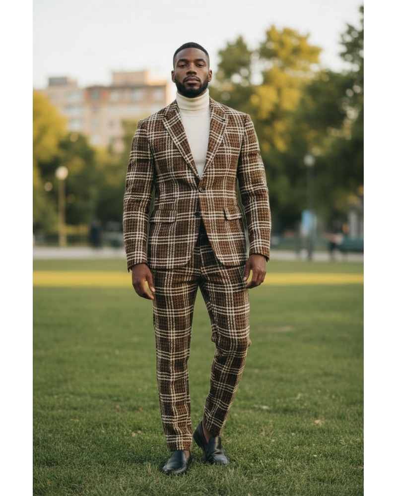 Lanzzino Lanzzino Window Pane Wool Suit