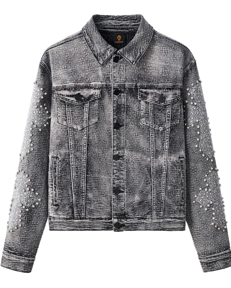 Barocco Sanctum Cross Stone Denim Jacket
