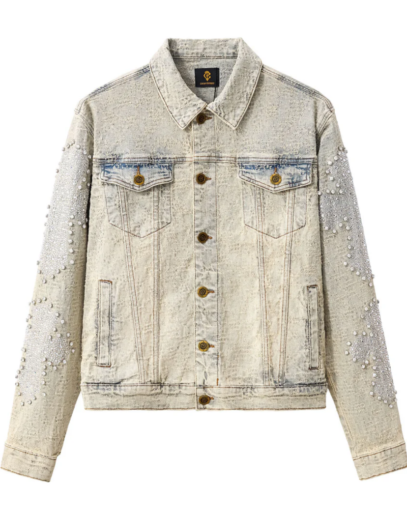 Barocco Sanctum Cross Stone Denim Jacket