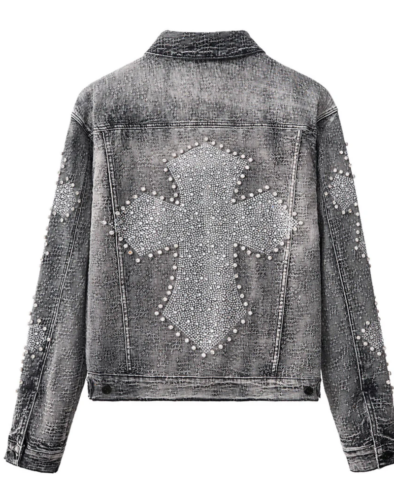 Barocco Sanctum Cross Stone Denim Jacket