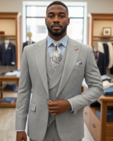 2B Flannel Tweed Vested Suit