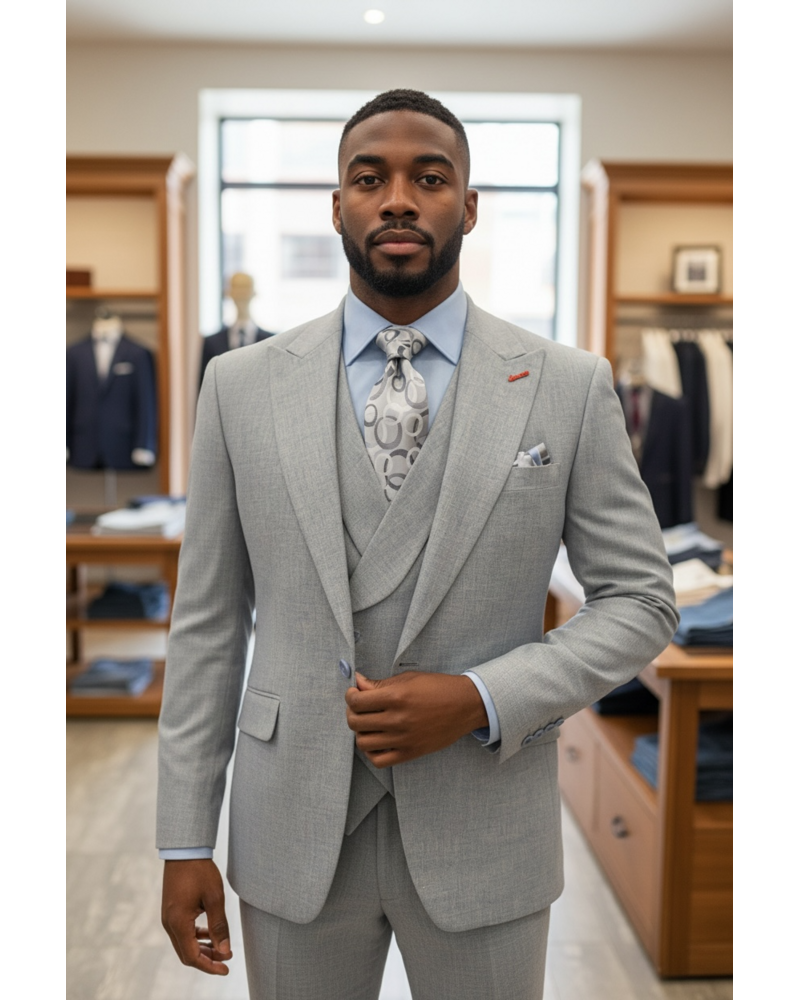 2B Flannel Tweed Vested Suit