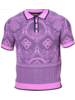 Prestige Prestige S/S Polo Floral Damask Knit Shirt