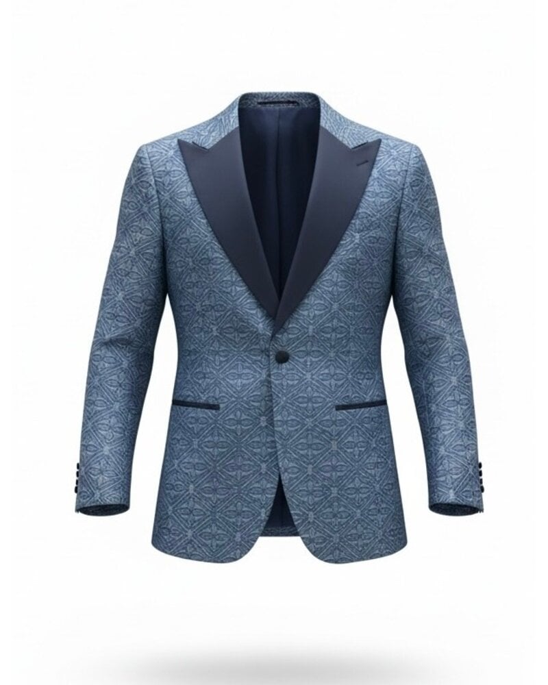 Biarelli Peak Lapel Jacquard Medallion Tuxedo