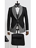 1B Shinny Shawl Lapel Vested Tuxedo W/Bow Tie (Slim Fit)