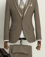 1B Satin Trim Peak Lapel Vested Tuxedo W/Cravat