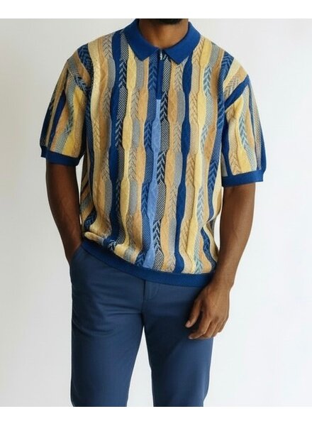 Cigar Cigar S/S Tapestry Zip Polo Knit