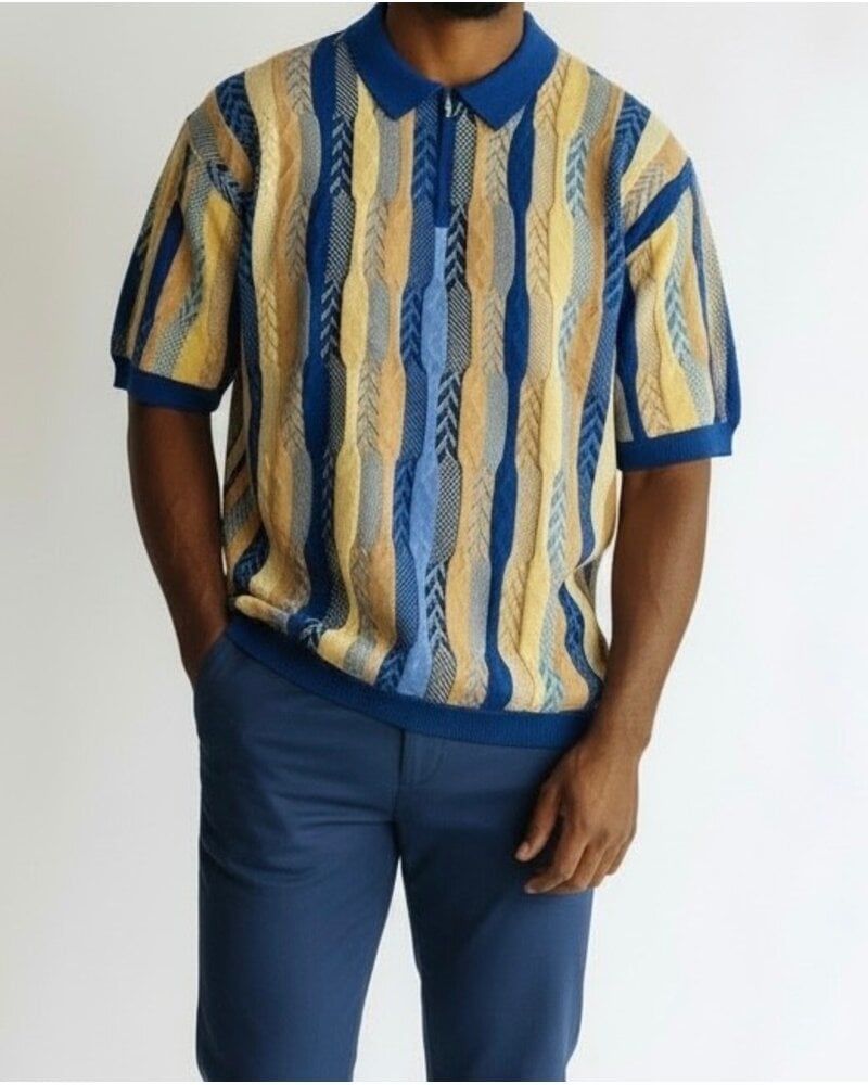 Cigar Cigar S/S Tapestry Zip Polo Knit