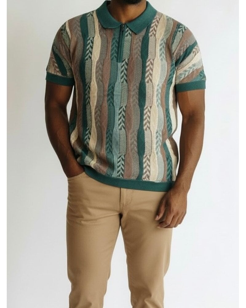 Cigar Cigar S/S Tapestry Zip Polo Knit