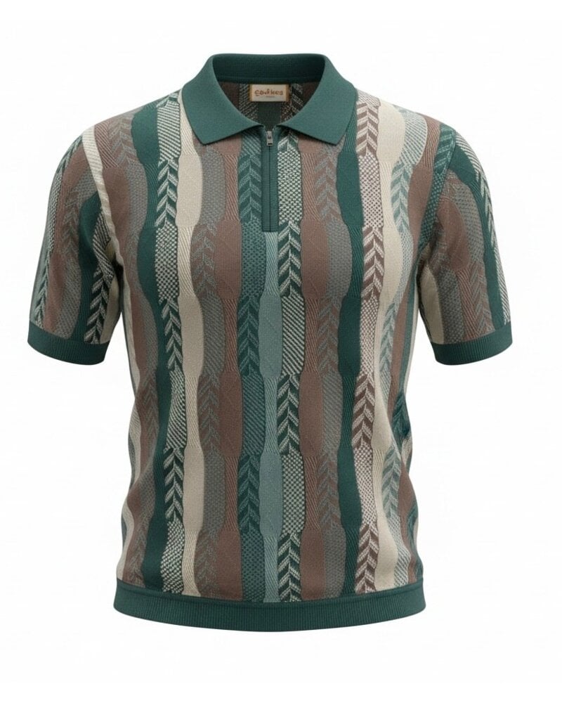 Cigar Cigar S/S Tapestry Zip Polo Knit