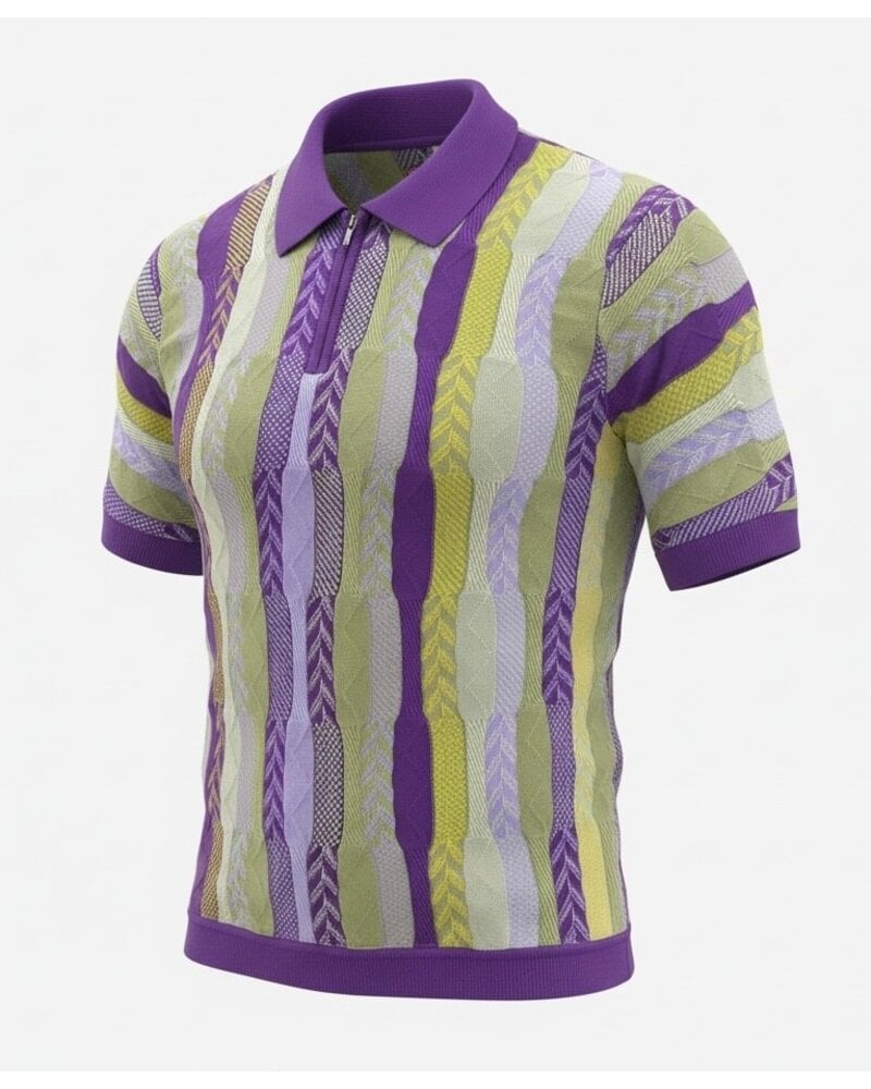 Cigar Cigar S/S Tapestry Zip Polo Knit