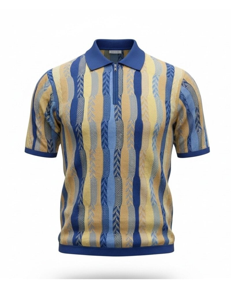 Cigar Cigar S/S Tapestry Zip Polo Knit