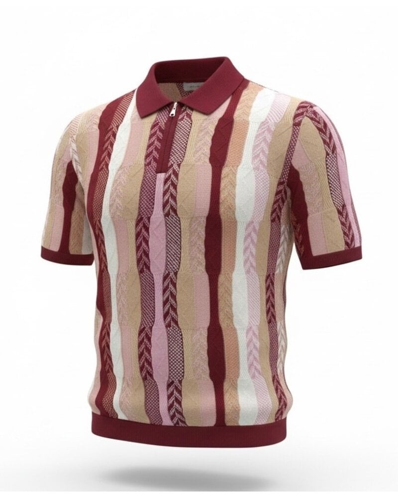 Cigar Cigar S/S Tapestry Zip Polo Knit