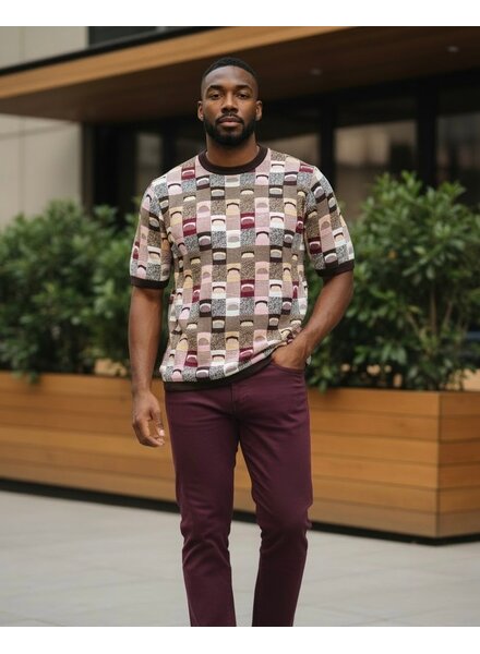 Cigar Cigar S/S Mosaic Crew Neck Knit