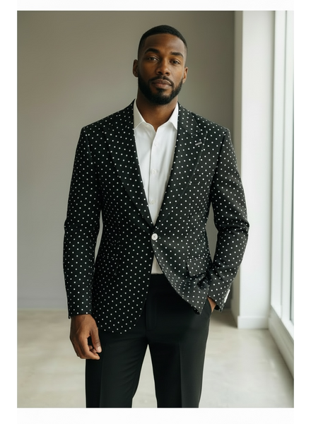 Cigar Cigar 1B Peak lapel Polka Dot Blazer