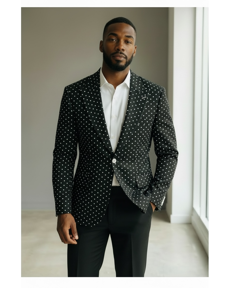 Cigar Cigar 1B Peak lapel Polka Dot Blazer