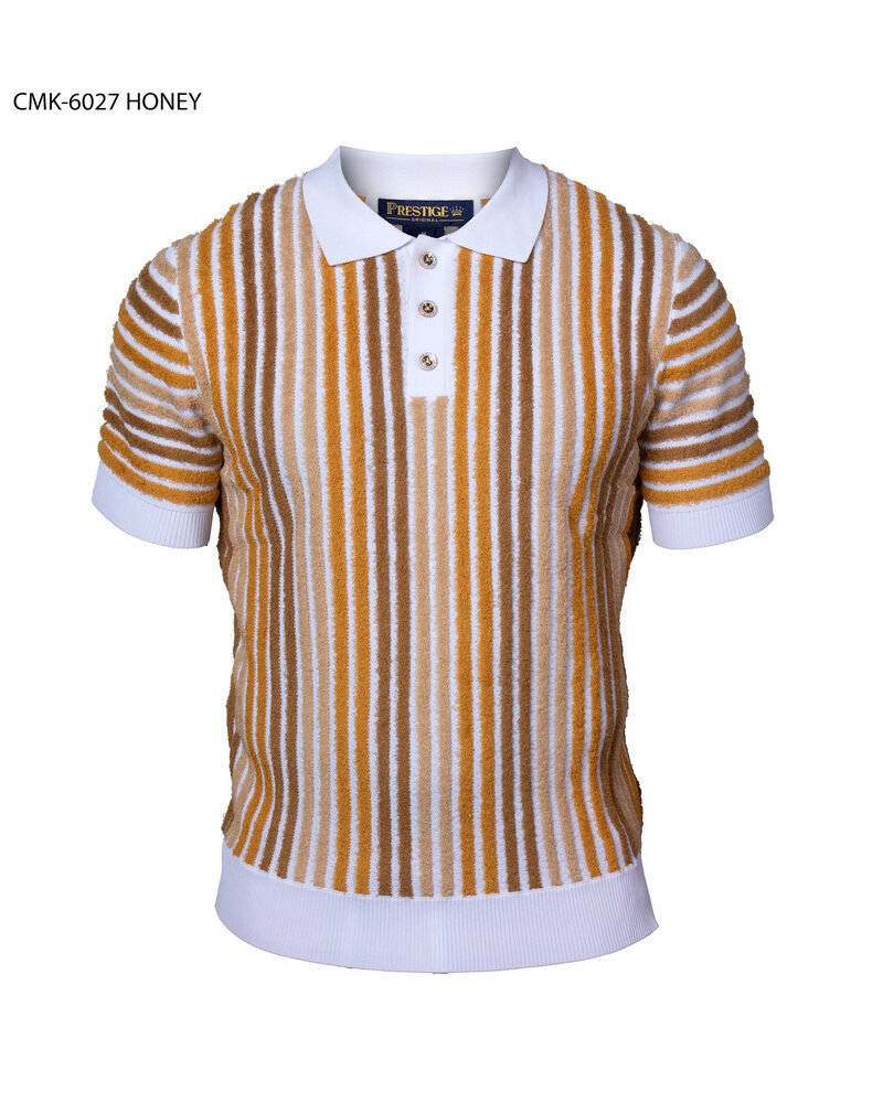 Prestige Prestige S/S Polo Towel Stripe Knit Shirt