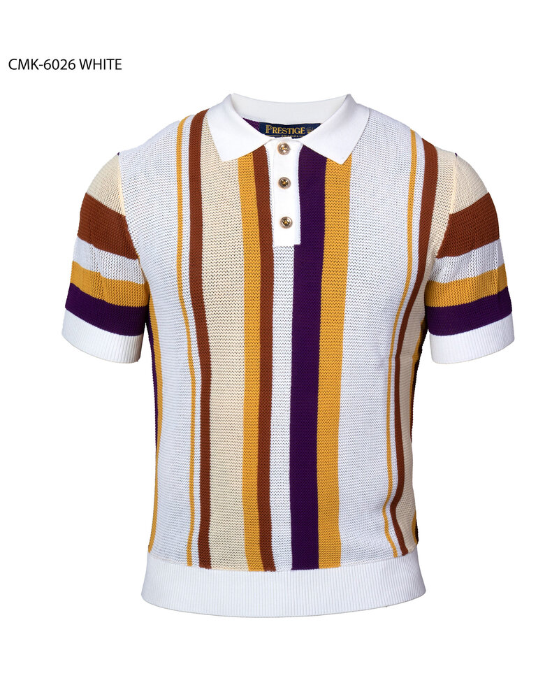 Prestige S/S Polo Perforated Textured Knit Shirt