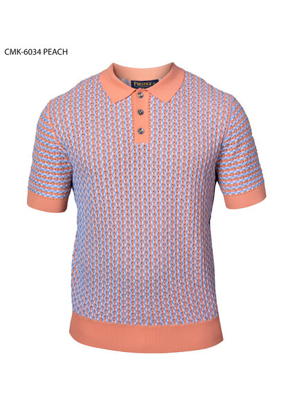 Prestige Prestige S/S Polo Chevron Stripe Knit Shirt