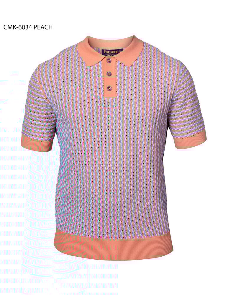 Prestige Prestige S/S Polo Chevron Stripe Knit Shirt