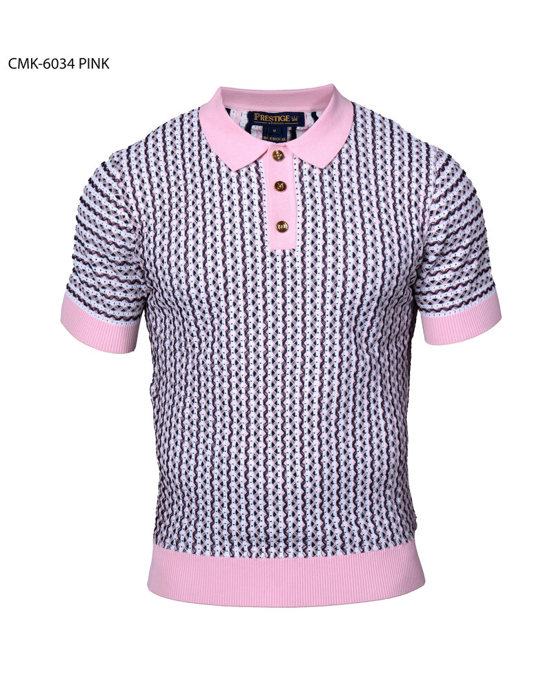 Prestige Prestige S/S Polo Chevron Stripe Knit Shirt