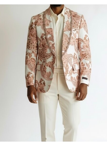 Manzini Manzini Floral Blazer W/Stone Lapel & Bow Tie