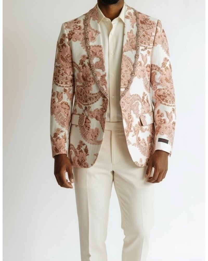 Manzini Manzini Floral Blazer W/Stone Lapel & Bow Tie