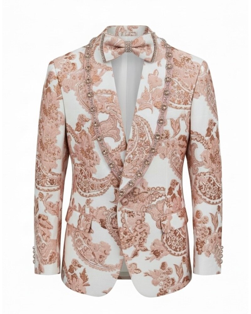 Manzini Manzini Floral Blazer W/Stone Lapel & Bow Tie