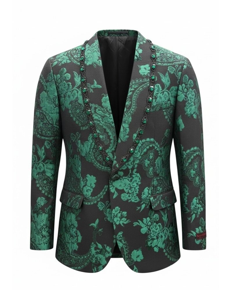 Manzini Manzini Floral Blazer W/Stone Lapel & Bow Tie
