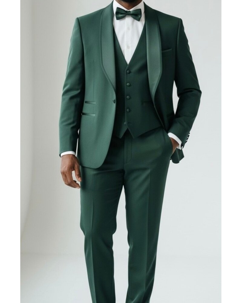 Fetti Curved Shawl Lapel Vested Tuxedo W/Bow Tie