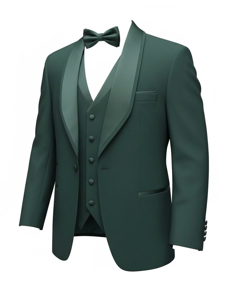 Fetti Curved Shawl Lapel Vested Tuxedo W/Bow Tie