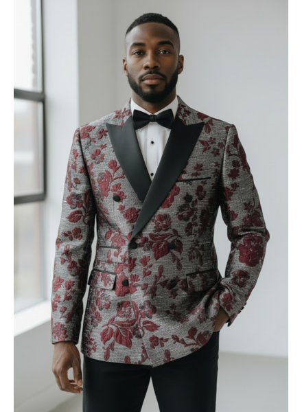 Tayion Tayion D/B Brocade Floral Tuxedo