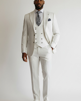 Tayion Tayion 2B Peak Lapel Crosshatch Vested Suit