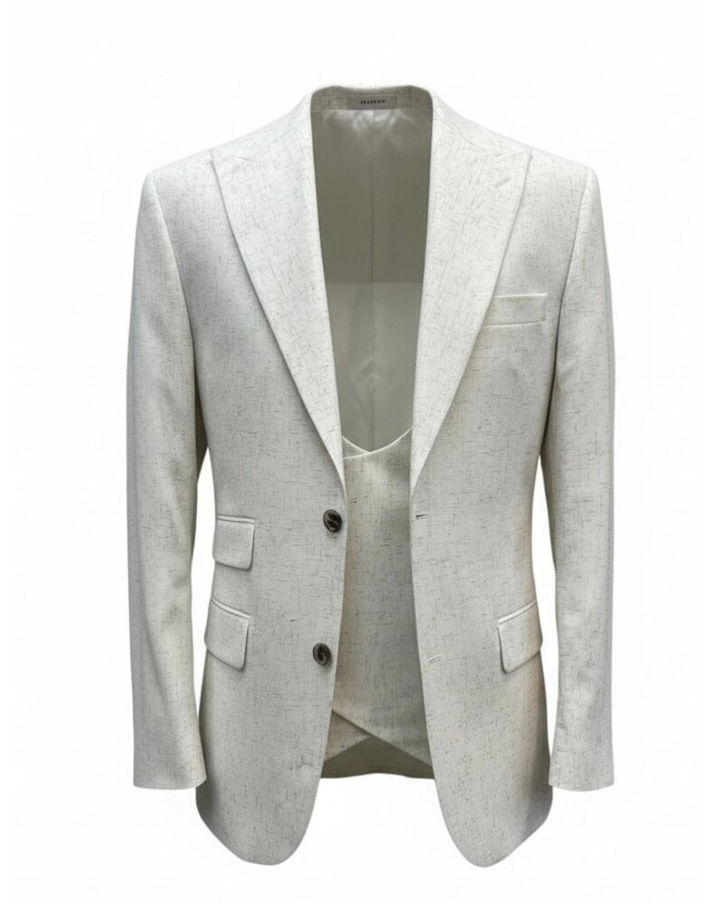 Tayion Tayion 2B Peak Lapel Crosshatch Vested Suit