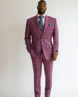 Tiglio Tiglio Gaberdine Plaid Vested Suit (Prosecco)