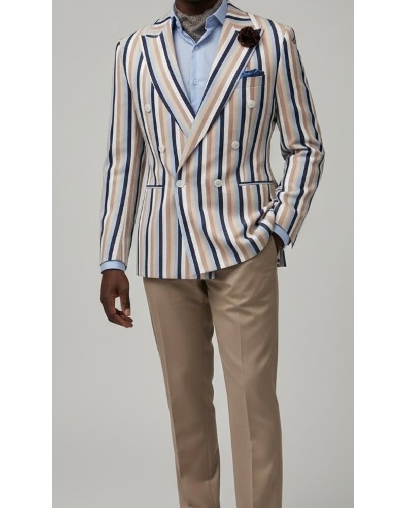 Canuti D/B Tri Tone Stripe  Linen Blazer
