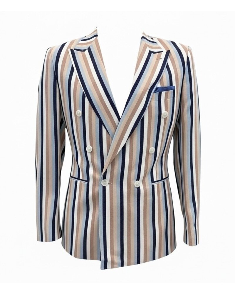 Canuti D/B Tri Tone Stripe  Linen Blazer