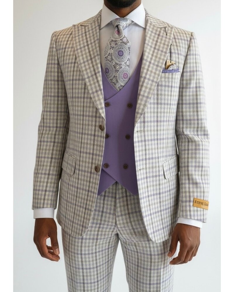 Steve Harvey 2B Peak Lapel Check Compose Suit